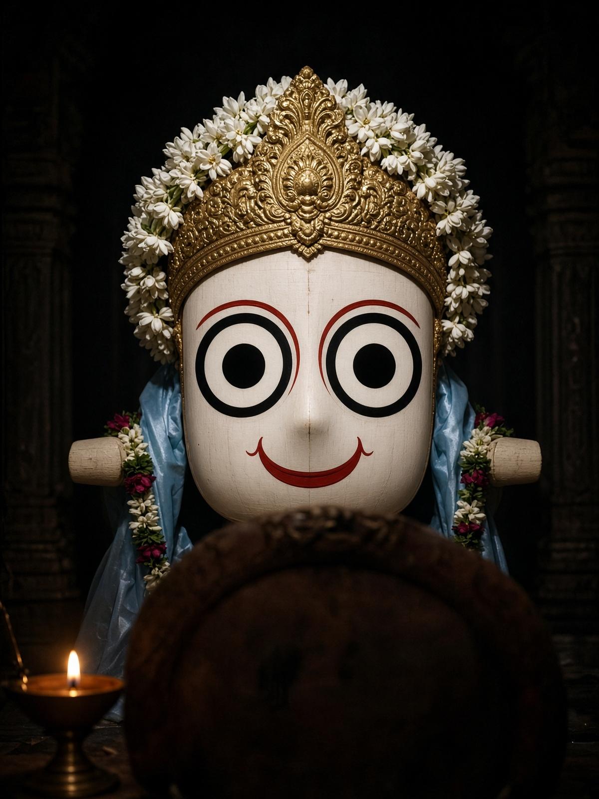 Study of Balabhadra, pale-faced, with large circular eyes.