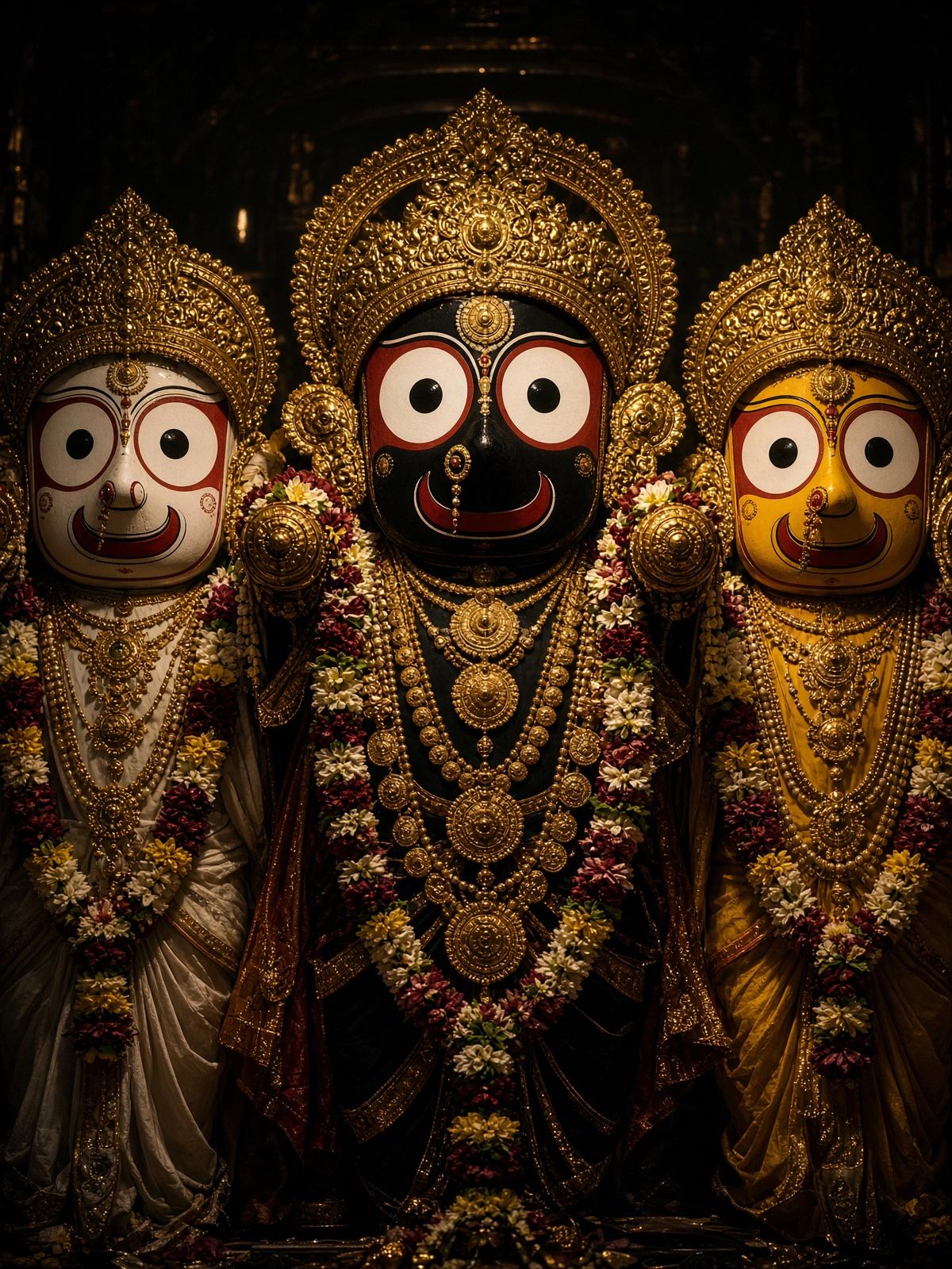 Suna Besha: the three forms under gold, round eyes still clear.